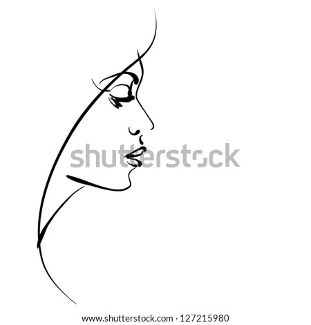 Art Sketching Beautiful Girl Face Symbols Stock Illustration