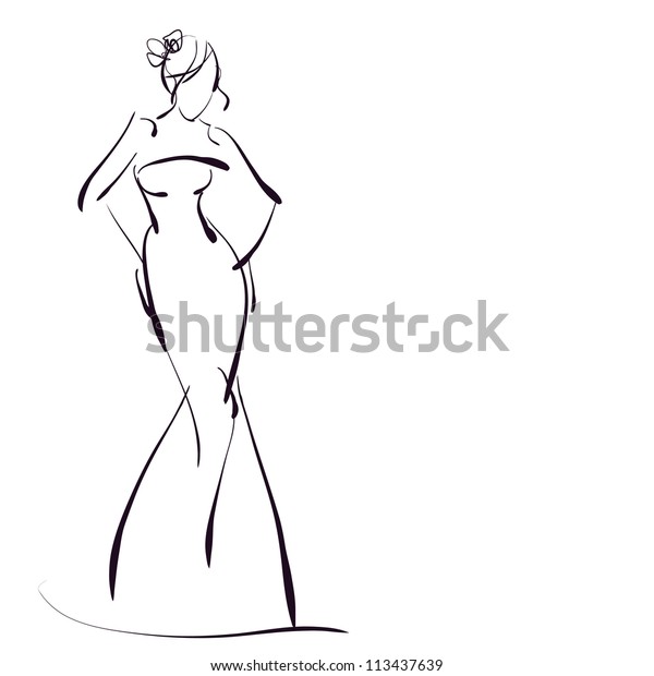 Art Sketching Beautiful Young Bride Wedding Stock Illustration 113437639