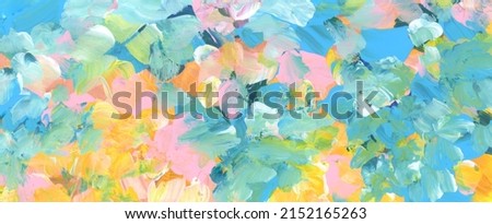 Art Watercolor and Acrylic smear blot painting. Abstract texture color stain horizontal long wall background.