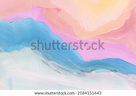 Art Watercolor and Acrylic smear wave blot brushstroke painting wall. Abstract texture color stain copy space background.