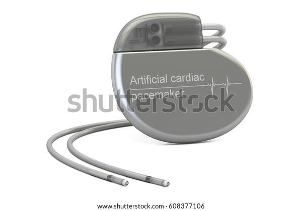 白い背景に人工心臓ペースメーカー 3dレンダリング のイラスト素材