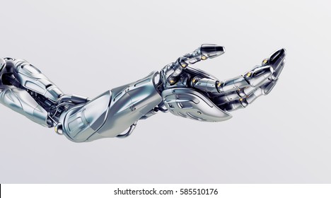 Artificial futuristic robotic arm, 3d rendering