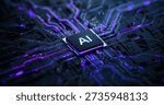 Artificial Intelligence AI Processor on Circuit Board. 3D Illustration