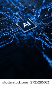 Artificial Intelligence AI Processor on Circuit Board. 3D Illustration
