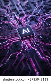 Artificial Intelligence AI Processor on Circuit Board. 3D Illustration