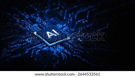 Artificial Intelligence AI Processor on Circuit Board. 3D Illustration