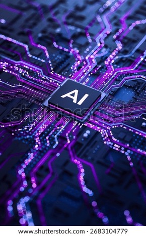 Artificial Intelligence AI Processor on Circuit Board. 3D Illustration