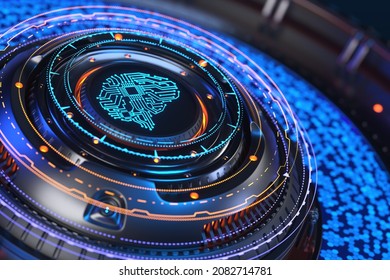 Artificial Intelligence Concept. Artificial Intelligence Computer Processor Unit. 3D Illustration