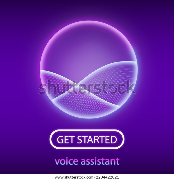 Artificial\
intelligence concept. Personal assistant. Get started. Voice\
recognition. Sound wave with imitation of voice or sound.\
Simulation of speech recognition.\
HUD.