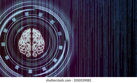 Artificial intelligence concept. Virtual brain on abstract digital background