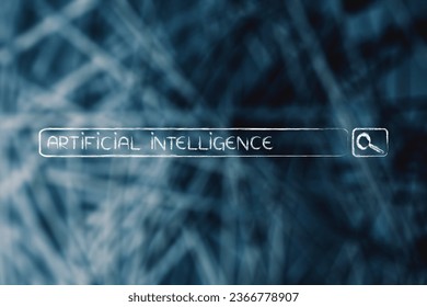 artificial intelligence conceptual image, text inside search engine query bar
