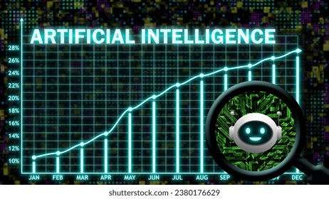 artificial intelligence demand, users, growth and market value increasing day by day concept illustration with chatbot icon.