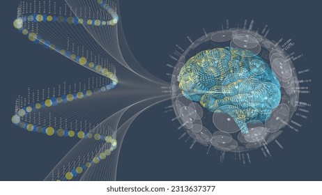 Artificial intelligence digital brain connected to a neural network of a sophisticated language model. AI animation. Big DATA. computer networks. data driven Research. Dangers of modern AI systems.
