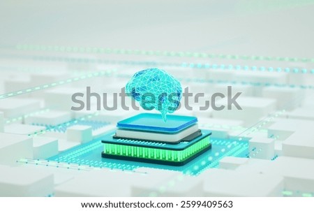 Artificial Intelligence, generative ai, computer data center, technology concept. Large Language Model, LLM. 3D render