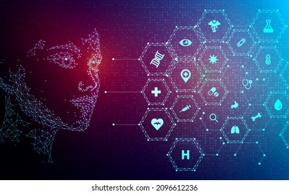 Artificial Intelligence In Healthcare - New AI Applications In Medicine - Digital Entity And Medical Icons - Innovative Technologies In The Medical Fields - Conceptual Illustration 