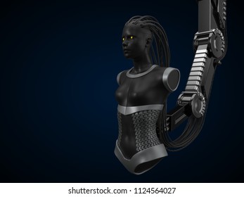 artificial intelligence hub, dark droid version. 3d illustration