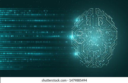 Artificial Intelligence illustration. Artificial intelligence and machine learning concept. Digital computer code. Data transfer concepts in internet.