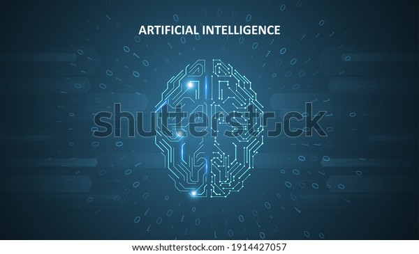Artificial Intelligence illustration.\
Artificial intelligence and machine learning concept. Digital\
computer code. Data transfer concepts in\
internet.