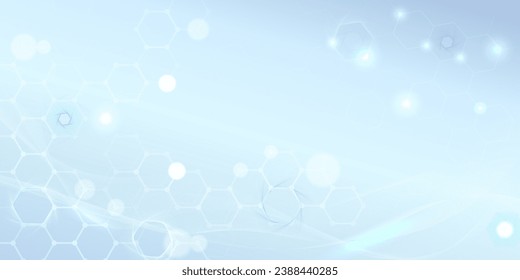 Artificial intelligence in medical research. Digital Technology Background. Blue Abstract background of hexagons with lines and dots for presentations on science, medicine or technology, big data - Powered by Shutterstock