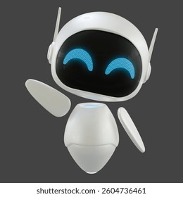 Artificial intelligence personal assistant robot with a say hi gesture. Mini robot 3d character