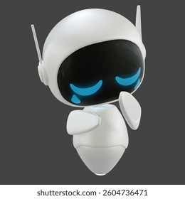 Artificial intelligence personal assistant robot with a crying and sad gesture. Mini robot 3d character