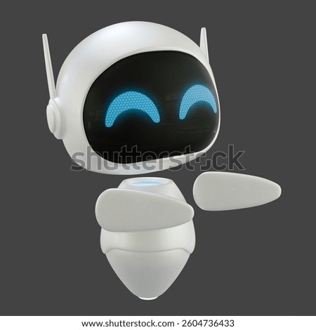 Artificial intelligence personal assistant robot with a pointing side gesture. Mini robot 3d character