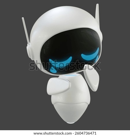 Artificial intelligence personal assistant robot with a crying and sad gesture. Mini robot 3d character