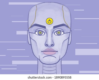 Artificial Intelligence. a robot like a computer, a humanoid computer.