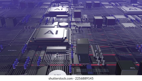 Artificial Intelligence Supported Powerful CPU Processor. Computer And Technology Related 3D illustration Render. - Powered by Shutterstock - Get 15% off with code: PIKWIZARD15