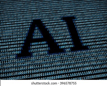 Artificial intelligence text in digital background