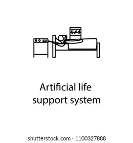 artificial life support system icon. Element of medicine icon with name for mobile concept and web apps. Thin line artificial life support system icon can used for web and mobile on white background