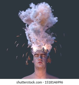 artificial man explosion, 3d illustration