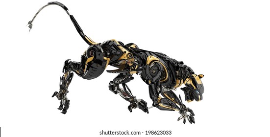 Artificial model of panther / Futuristic robotic predator panther 3d render