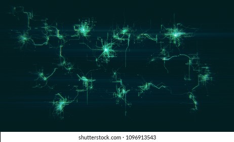 Artificial Neural Network grows. Electronic nodes connected together with a synaptic links in electronic cyberspace. Grid shows decentralized connection. Distibuted blockchain growth concept. UHD