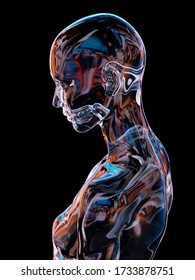 Artificial Person With Glass Body, 3d Illustration