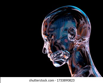 Artificial Person With Glass Body, 3d Illustration