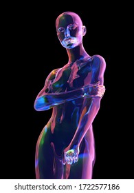 artificial person with metallic body, 3d illustration