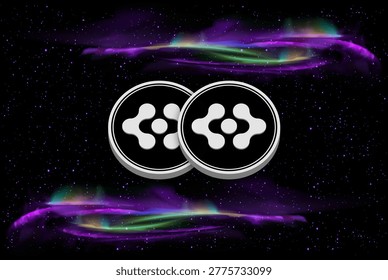 Artificial Superintelligence Alliance-fet cryptocurrency logos drawings on digital background.
