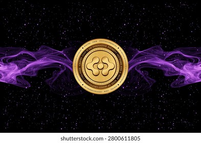 Artificial Superintelligence Alliance-fet cryptocurrency logos drawings on digital background.