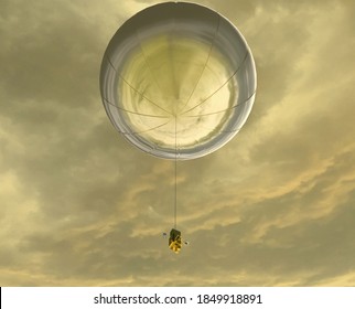 Artist Depiction Of A Mission To Venus Using A Balloon To Explore The Planet's Upper Atmosphere.(3D Illustration)