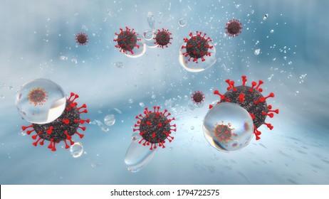 Artistic 3D Illustration Of Corona Aerosol 