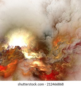 Artistic Abstraction On The Subject Of Art, Spirituality, Painting, Music , Visual Effects And Creative Technologies Composed Of Clouds Of Fractal Foam And Abstract Lights 