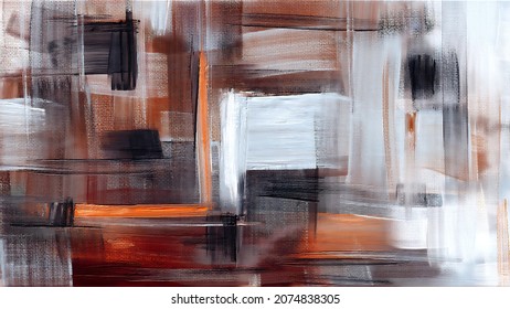 Artistic brown paint strokes, modern artwork, oil painting on canvas. Fine art. Grungy random painted background