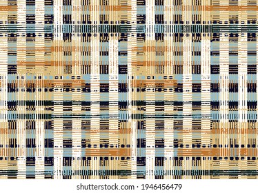 Artistic geo deep tie dye stripe, check motifs retro modern  coloured boho seamless Dyed Print pattern design . Abstract Texture Hand Ethnic Batik for runner carpet, rug, scarf, curtain