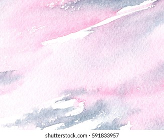 Artistic Hand Made Watercolor Wash Texture In Tender Pink And Grey Colors, Abstract Background For Trendy Design