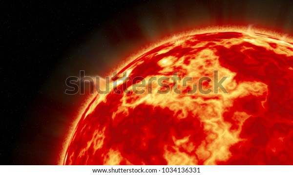 An artistic illustration of the Sun with\
impressive solar flares as seen from\
space