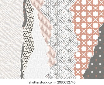 Artistic  inspired by mountain silhouette layer geometric shapes painting pattern Design for wallpaper, background, rug, scarf, carpet wall decor, cover, print, card