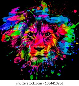 Artistic Lion On Black Background