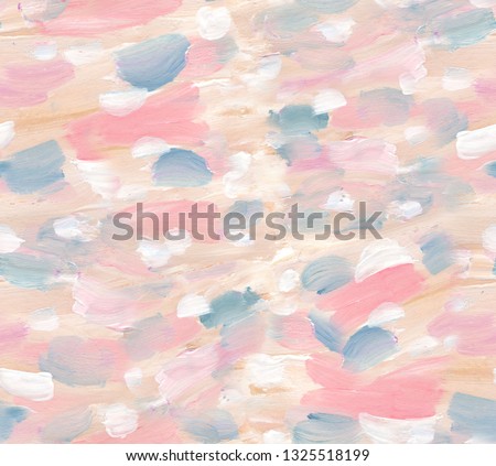 Artistic seamless pattern with beige, pink and blue textured brush strokes