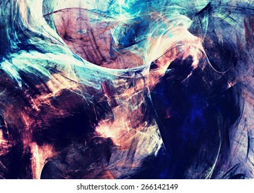 Artistic splashes of bright paints. Abstract dark color background with lighting effect for creative design. Modern futuristic pattern for wallpaper, album, flyer cover, poster. Fractal artwork - Powered by Shutterstock